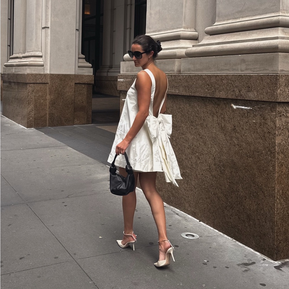 LPA White Bow Backless Dress